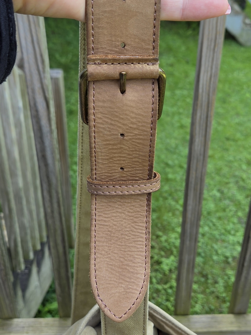 L.L. Bean Beige Canvas Messenger with Tan Leather Trim - Picture 15 of 16